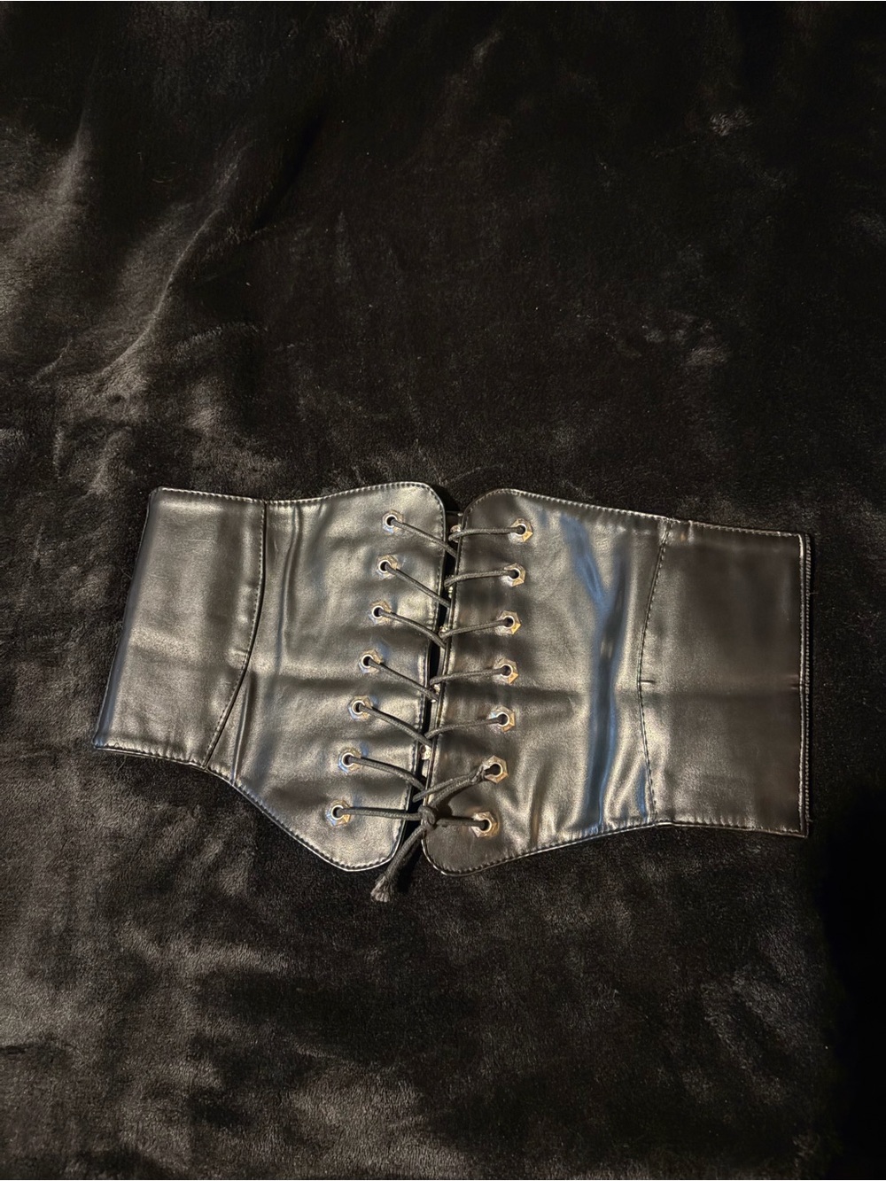 Faux Leather Lace-Up Waist Corset